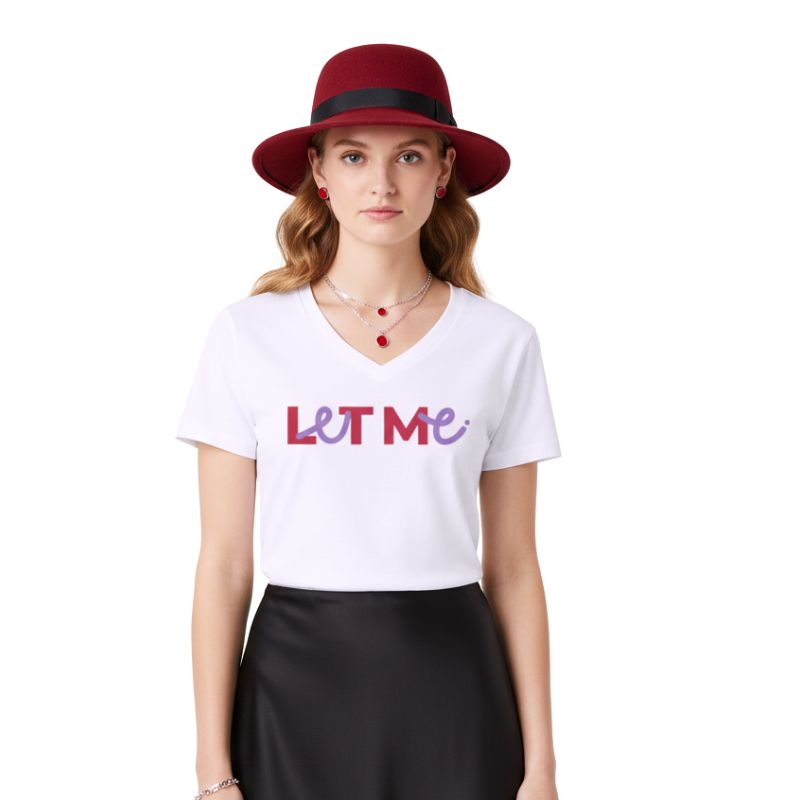 Let Me Logo V-Neck T-Shirt | (Multicolor)